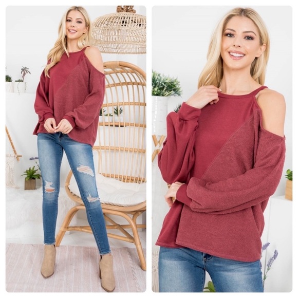 A Girl Thing Tops - 28 ❤️cold shoulder red top